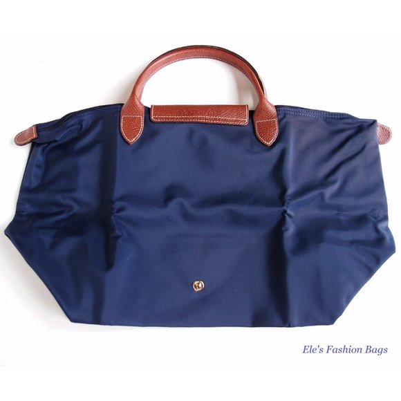 ❤️ NWT LONGCHAMP Le Pliage Type M Medium Short Handle Tote NAVY Blue Authentic - Picture 7 of 15